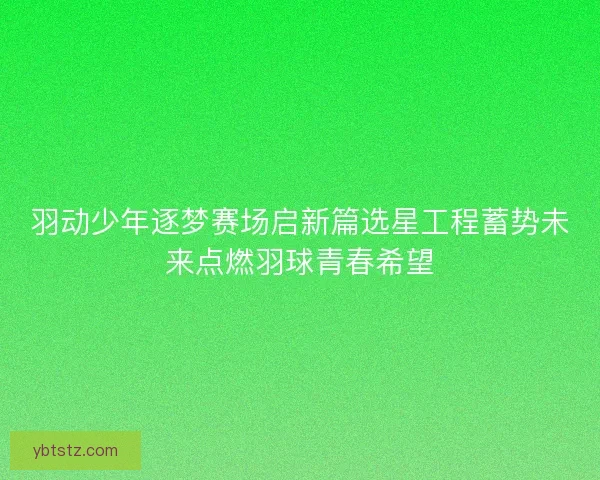 羽动少年逐梦赛场启新篇选星工程蓄势未来点燃羽球青春希望